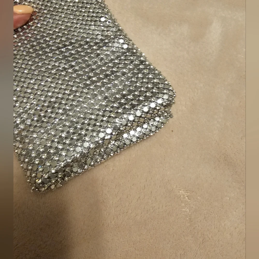 Nordstrom Silver Tones Mesh Clutch wristlet